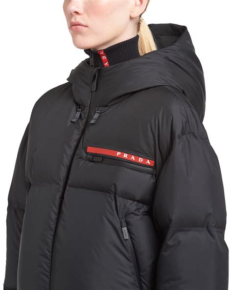 prada grey puffer jacket|prada nylon cropped puffer jacket.